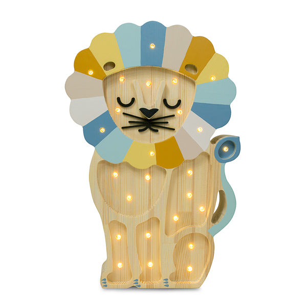 Little Lights Lion lampe i træ - flere farver