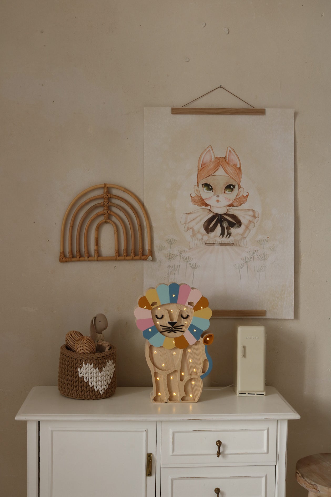 Little Lights Lion lampe i træ - flere farver