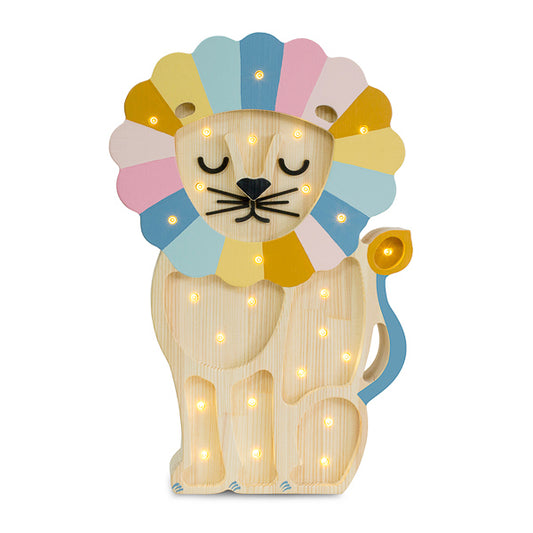 Little Lights Lion lampe i træ - flere farver