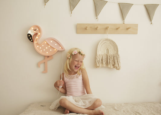 Little Lights Flamingo lampe i træ