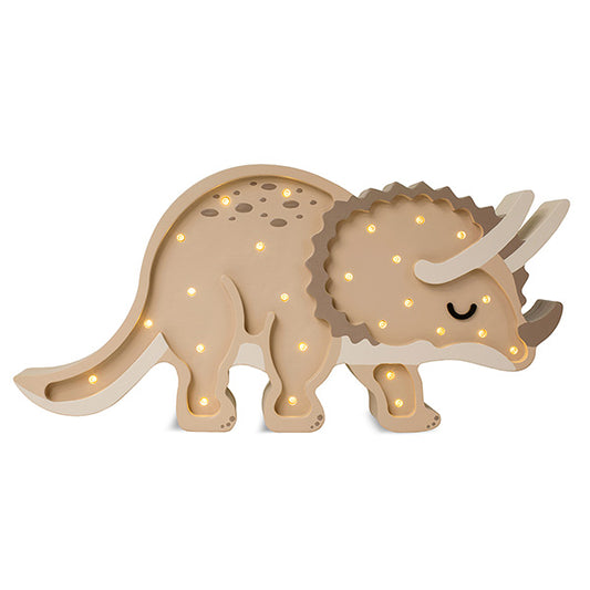 Little Lights Dino Triceratops lampe i træ - flere farver