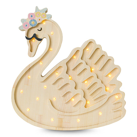 Little Lights Swan lampe i træ - flere farver