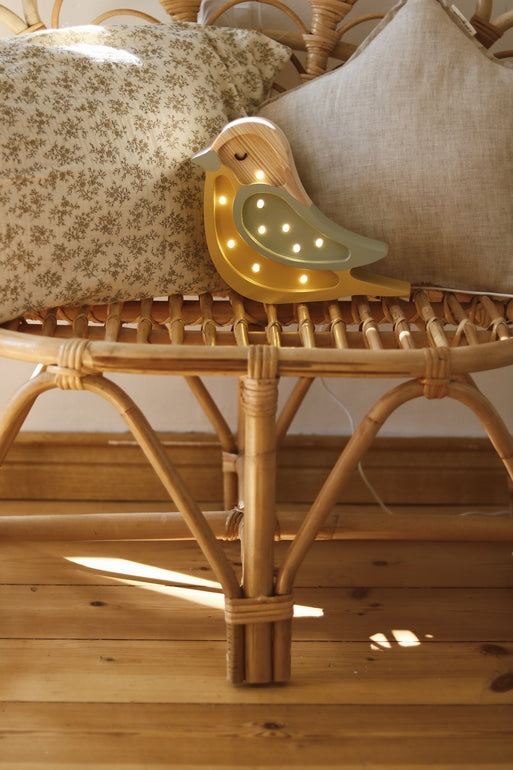 Little Lights Bird Mini lampe i træ - flere farver