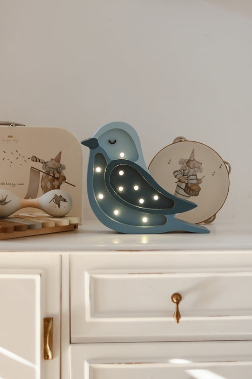 Little Lights Bird Mini lampe i træ - flere farver