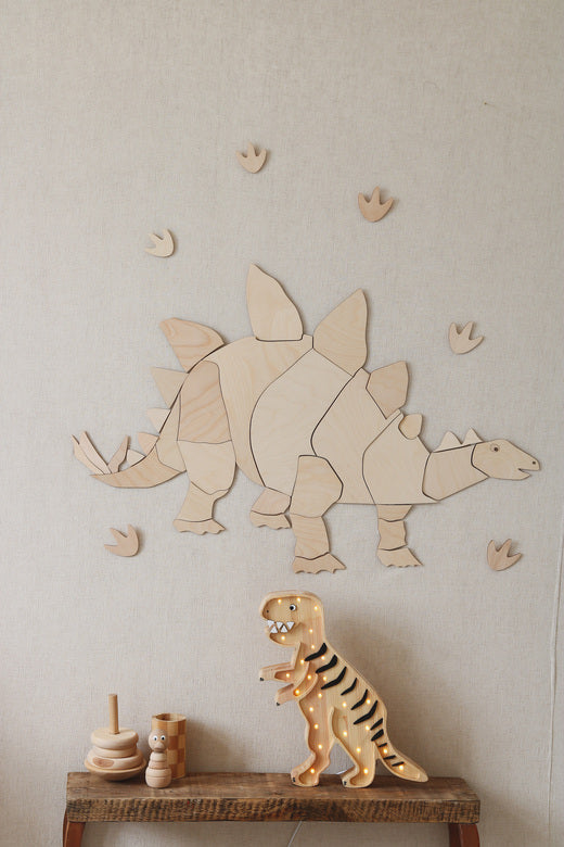 Little Lights Dino T.Rex lampe i træ - flere farver