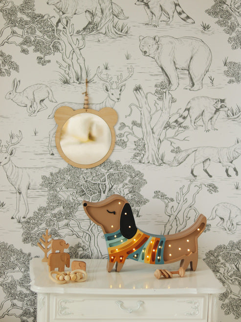 Little Lights Puppy lampe i træ - flere farver