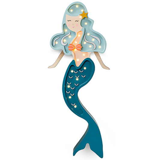 Little Lights Mermaid lampe i træ - flere farver