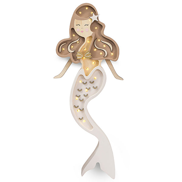 Little Lights Mermaid lampe i træ - flere farver