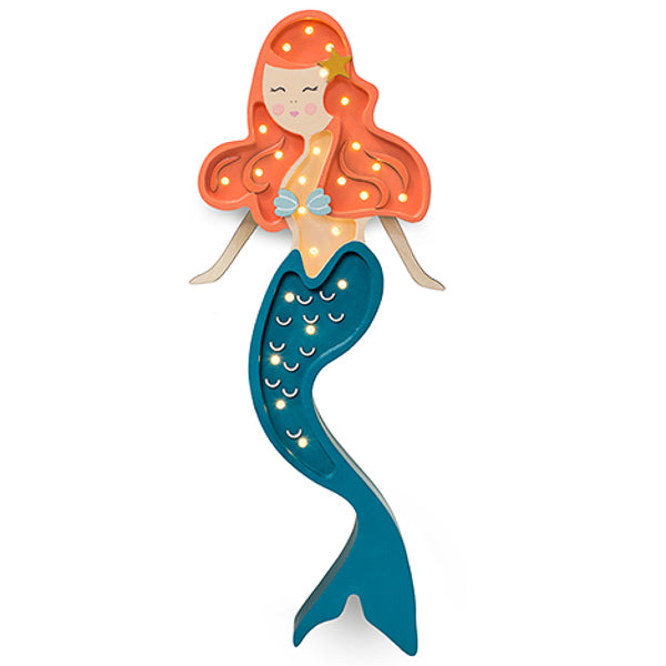 Little Lights Mermaid lampe i træ - flere farver