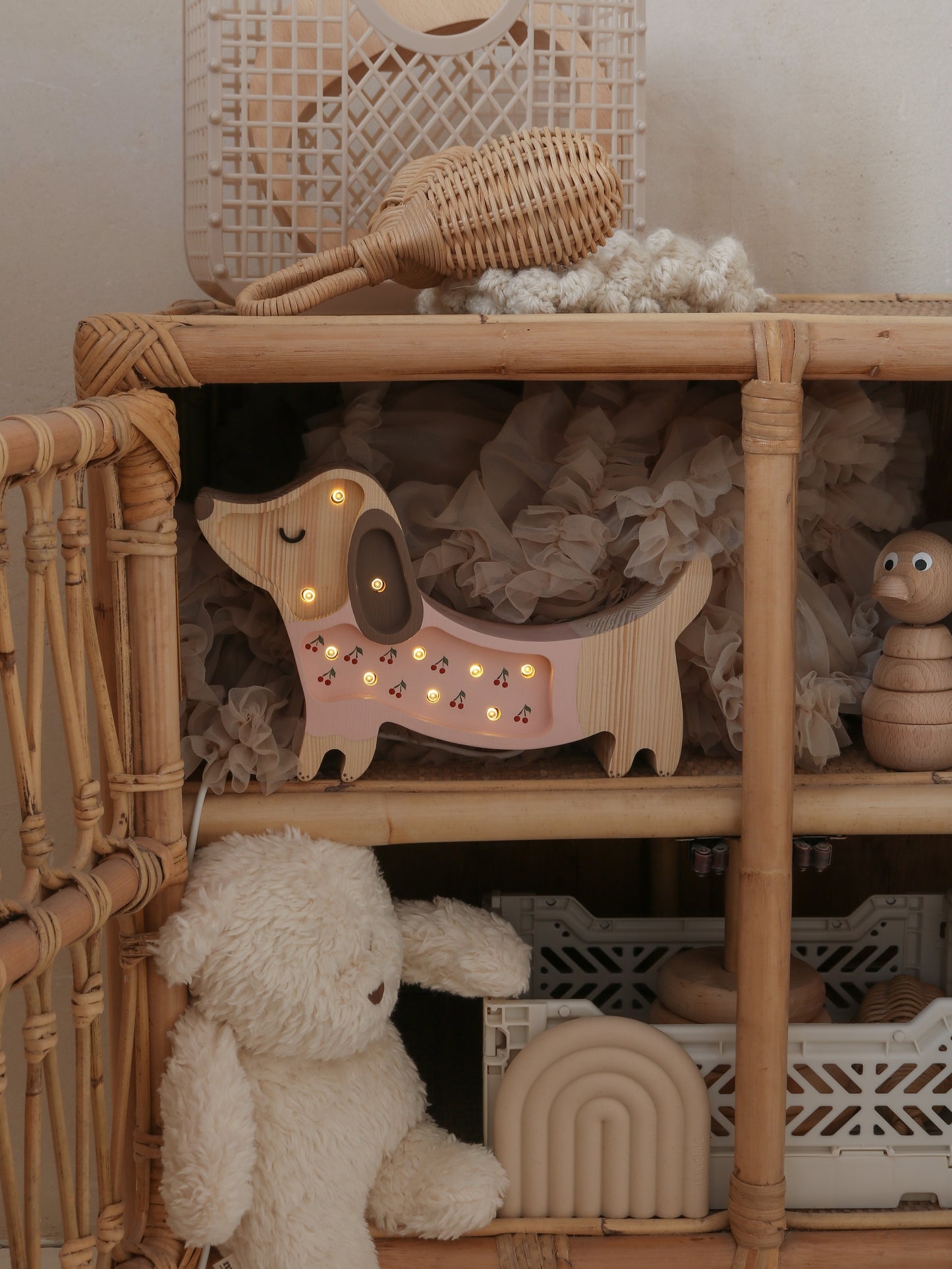 Little Lights Puppy Mini lampe i træ - flere farver
