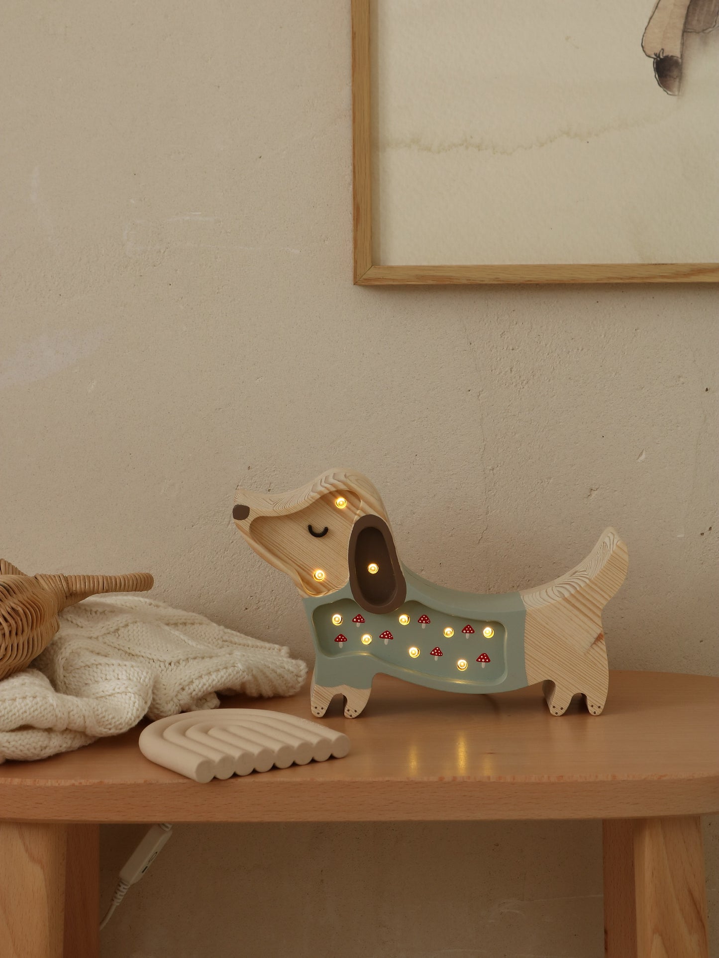 Little Lights Puppy Mini lampe i træ - flere farver