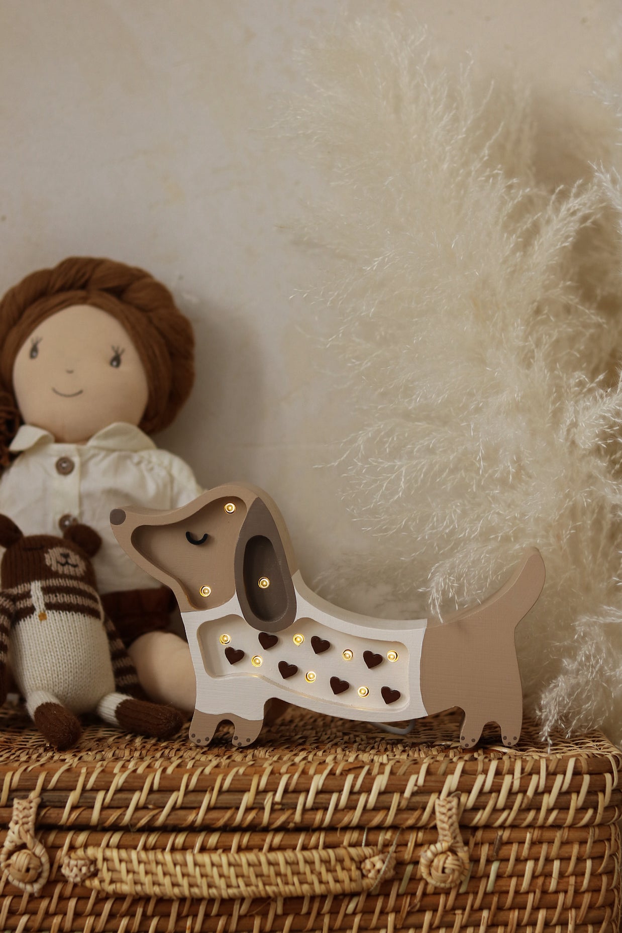 Little Lights Puppy Mini lampe i træ - flere farver