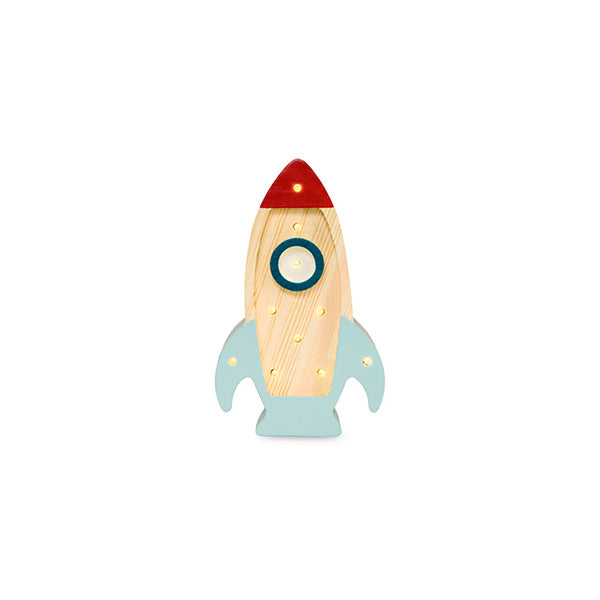 Little Lights Space Rocket Mini lampe i træ - flere farver