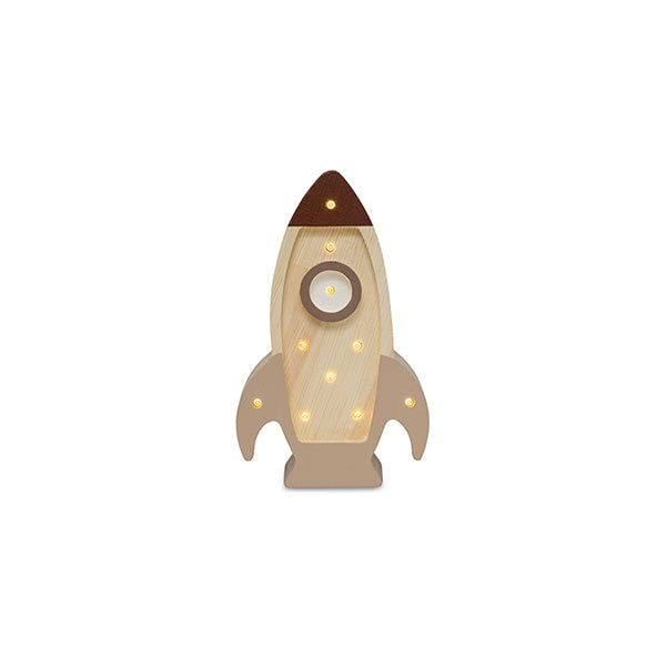 Little Lights Space Rocket Mini lampe i træ - flere farver