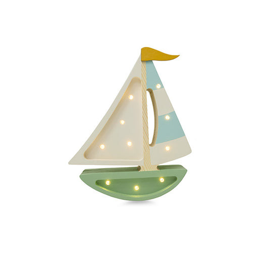 Little Lights Sailboat lampe i træ - flere farver