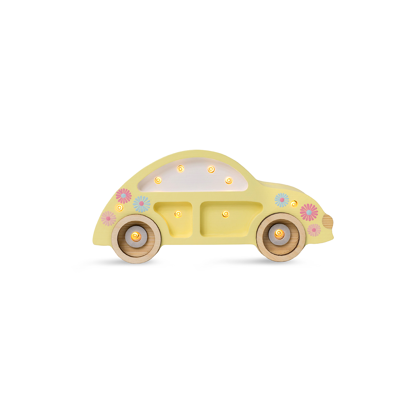 Little Lights Beetle Car Mini lampe i træ - flere farver