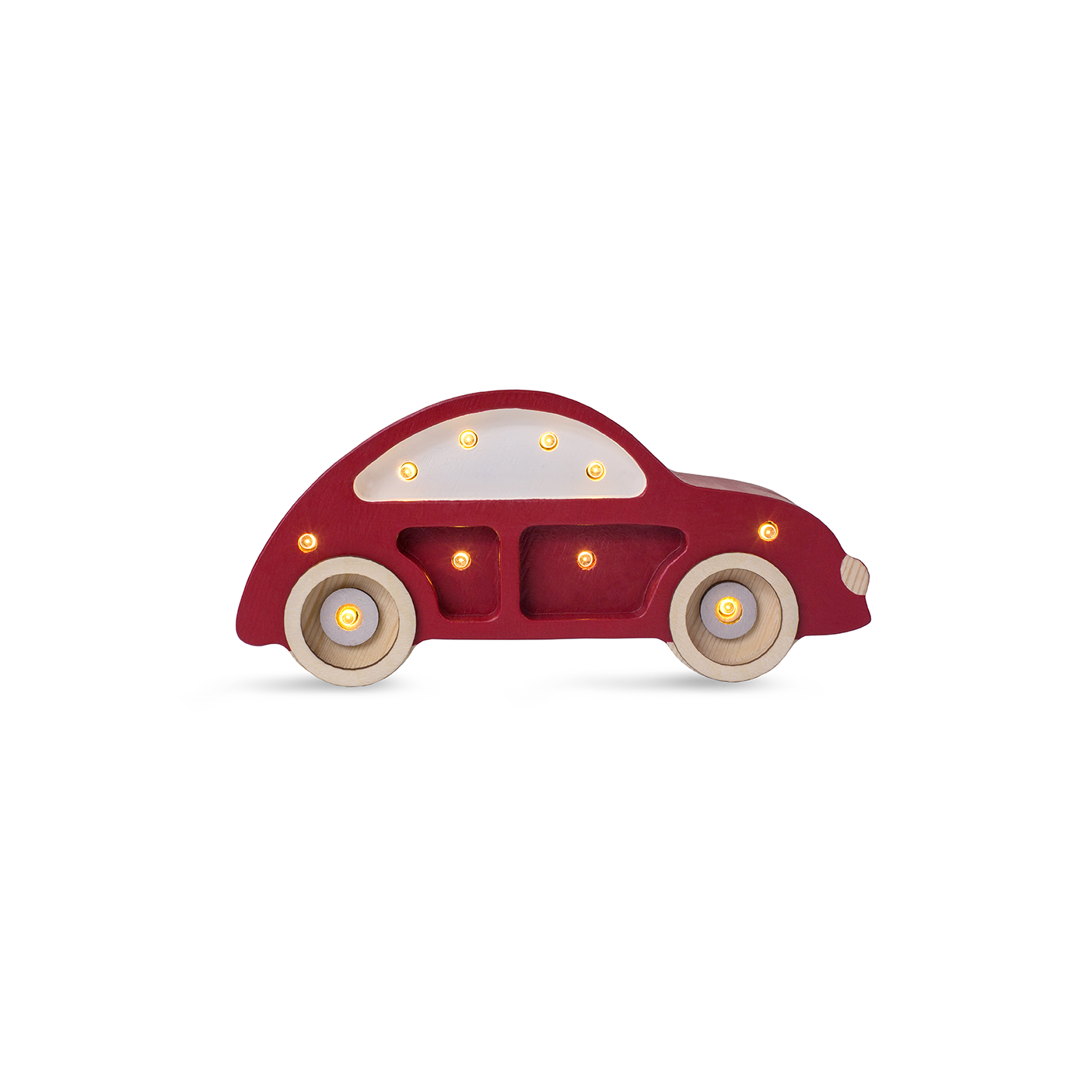 Little Lights Beetle Car Mini lampe i træ - flere farver