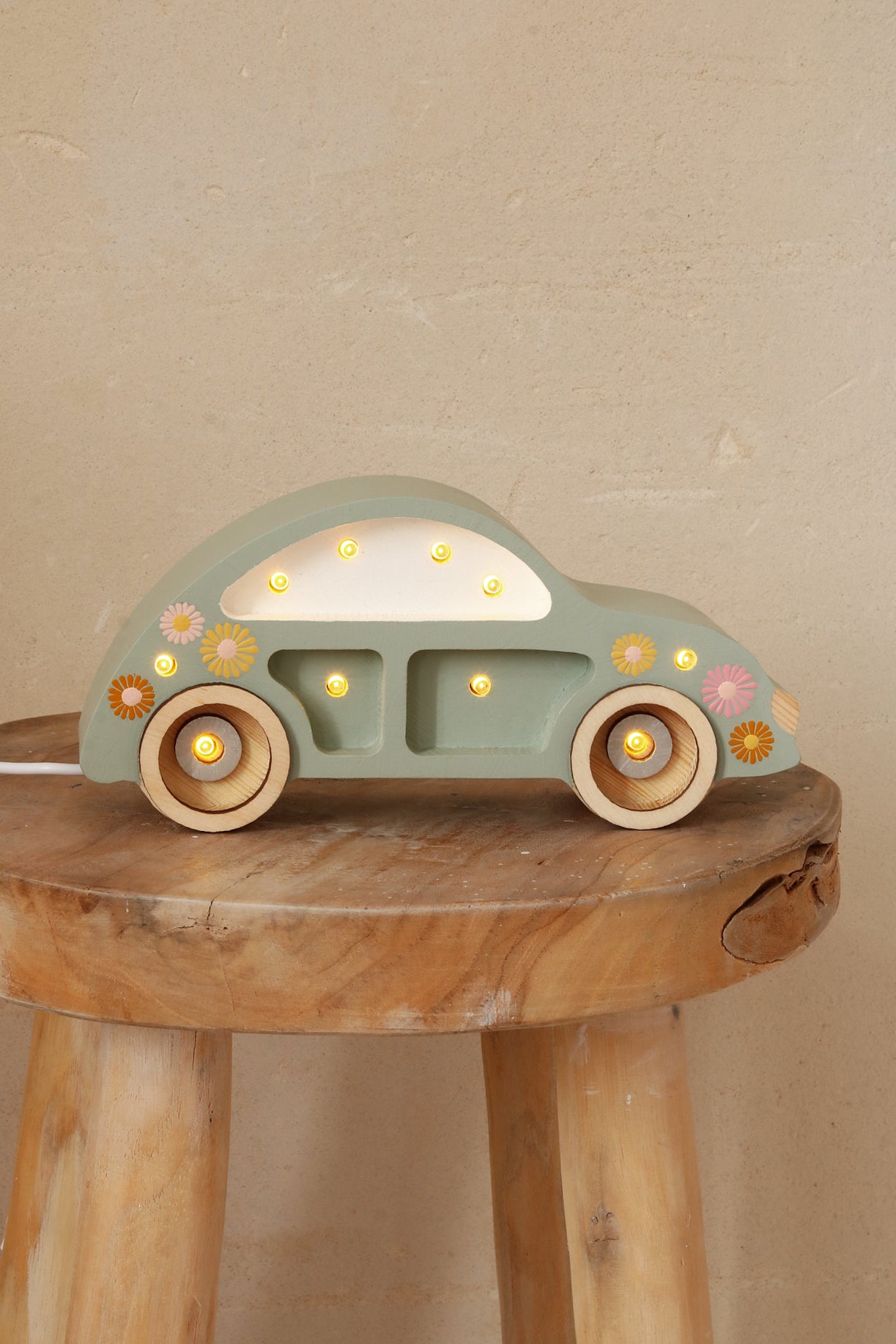 Little Lights Beetle Car Mini lampe i træ - flere farver
