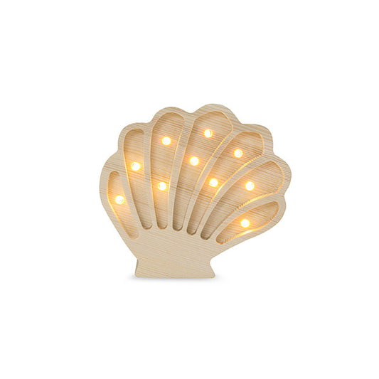 Little Lights Seashell lampe i træ - flere farver