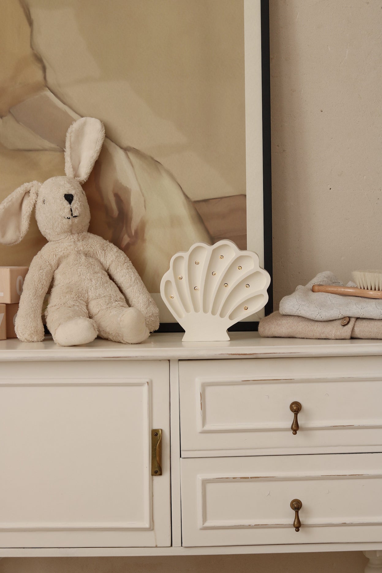 Little Lights Seashell lampe i træ - flere farver