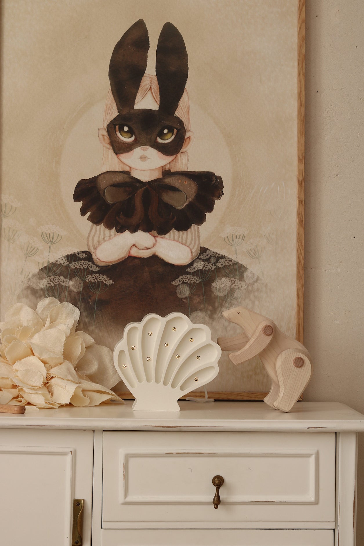 Little Lights Seashell lampe i træ - flere farver