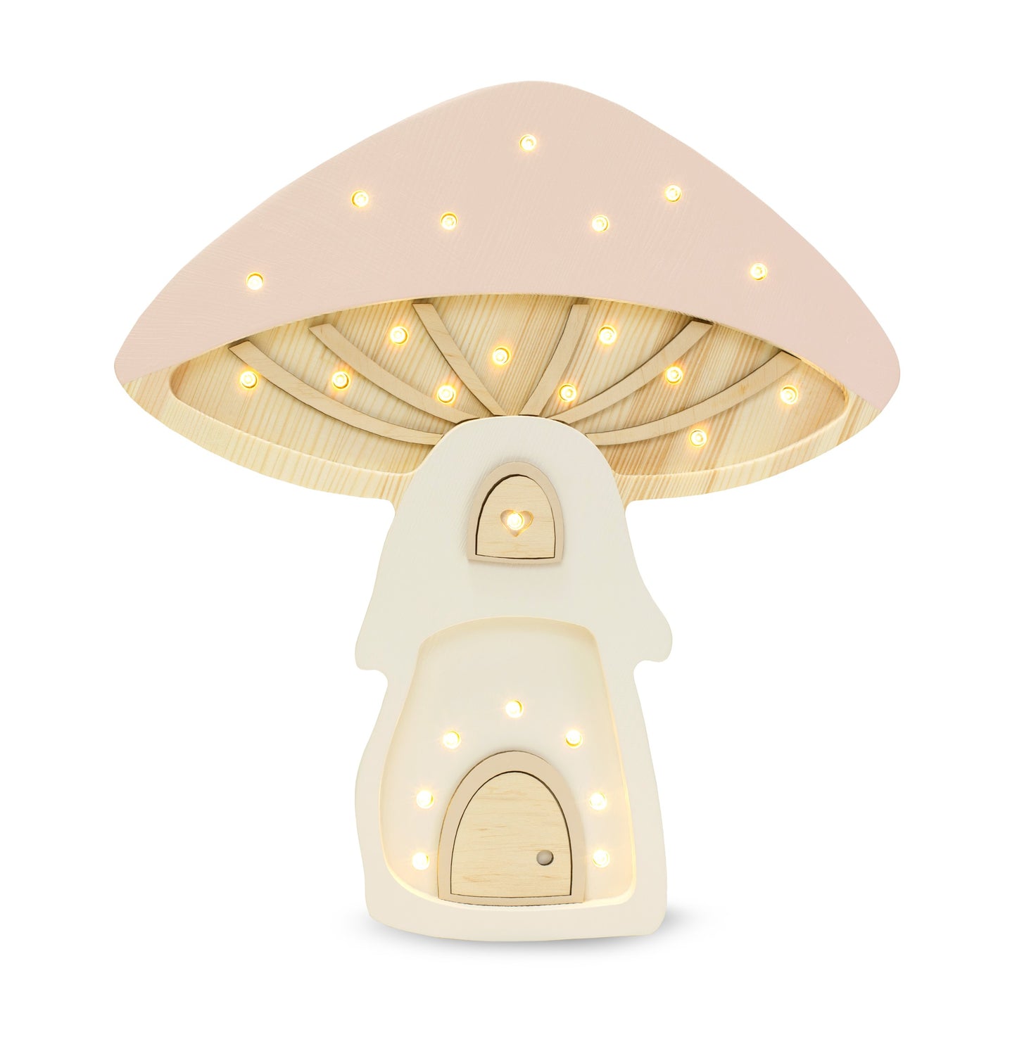 Little Lights Mushroom House lampe i træ - flere farver