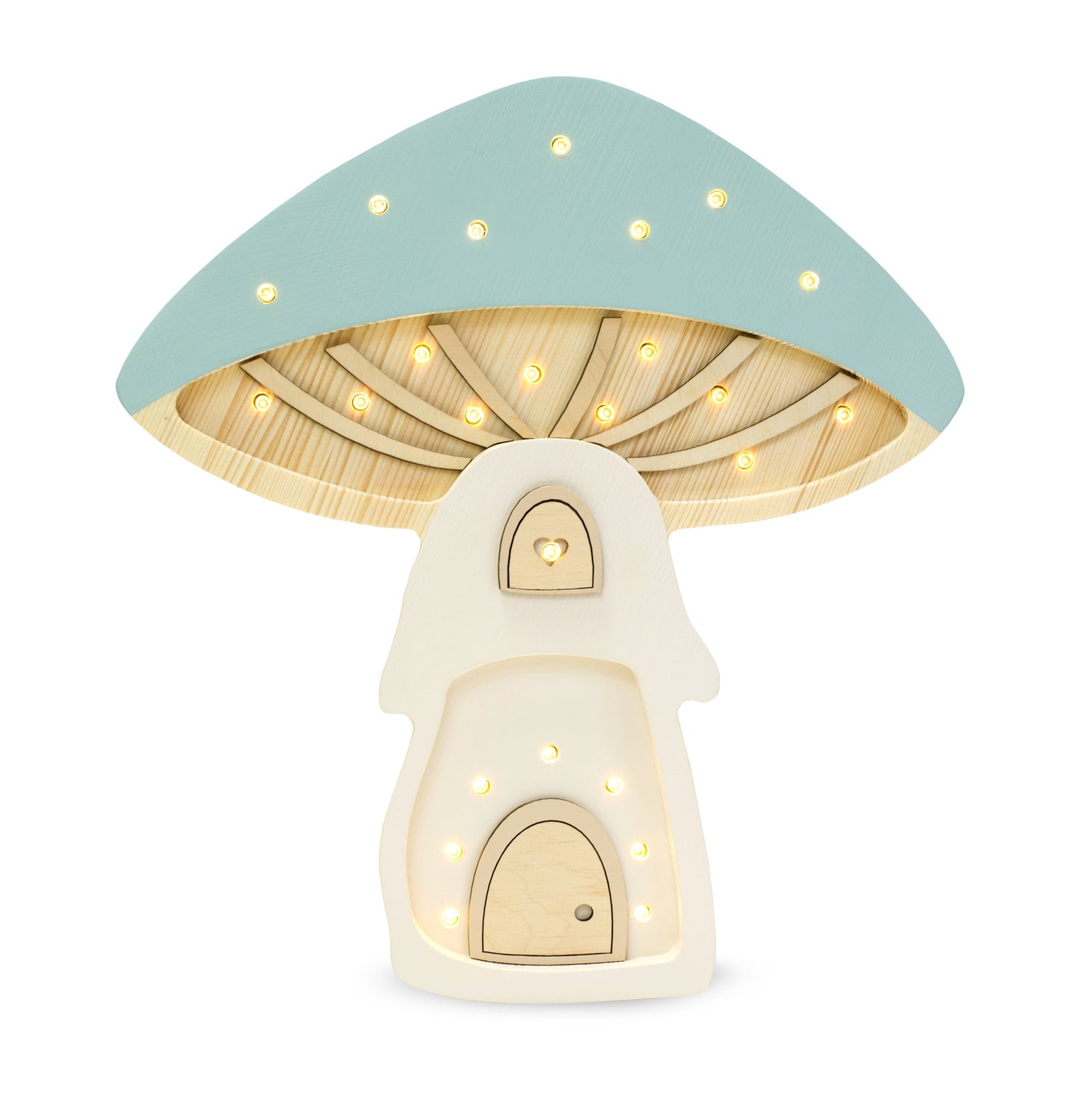 Little Lights Mushroom House lampe i træ - flere farver