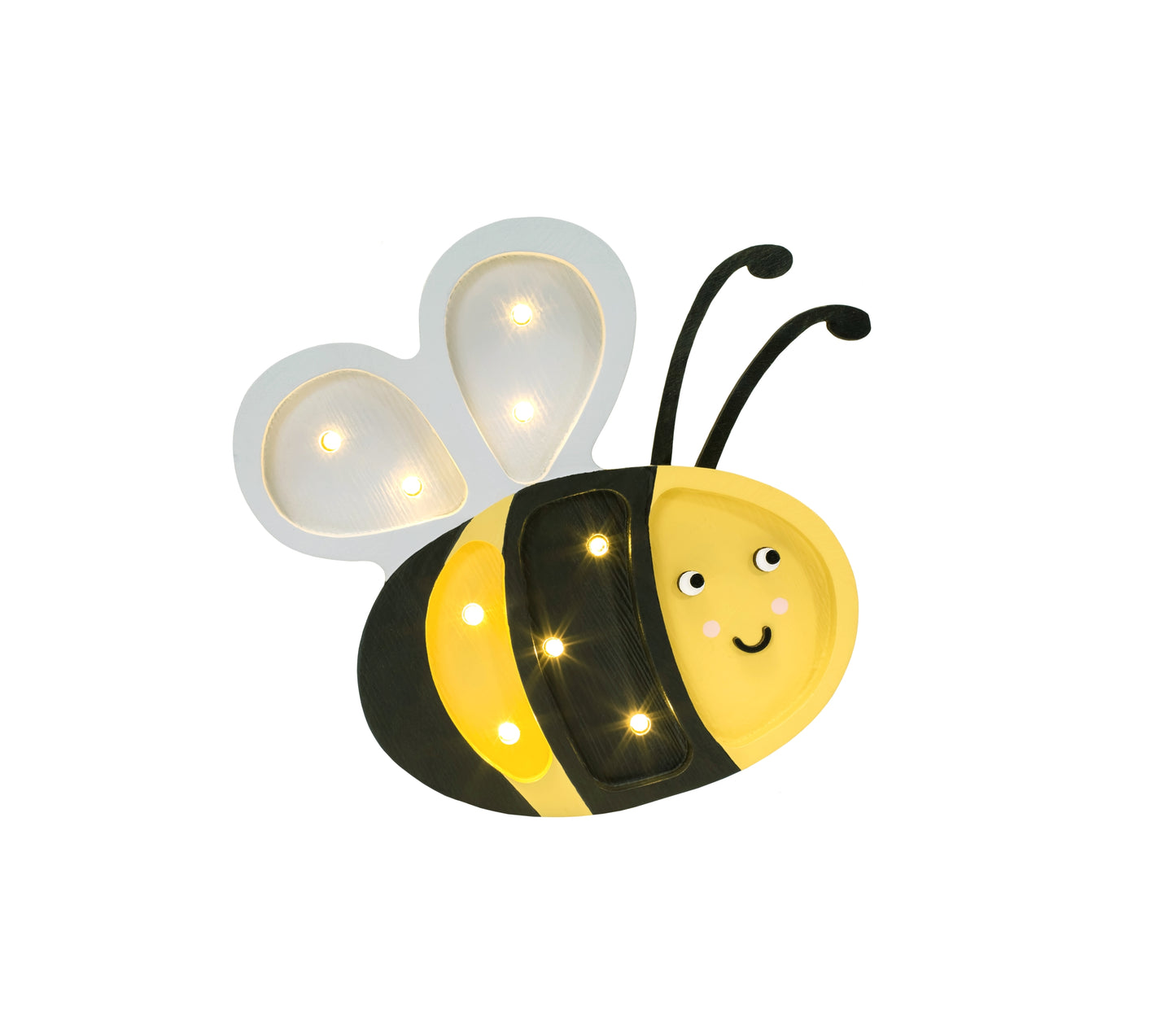 Little Lights Happy Bee lampe i træ