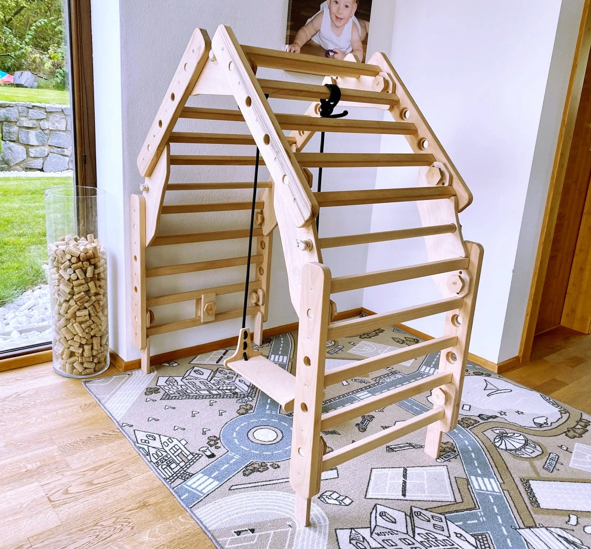 Loopo Little House 4-i-1 klatrestativ og legehus