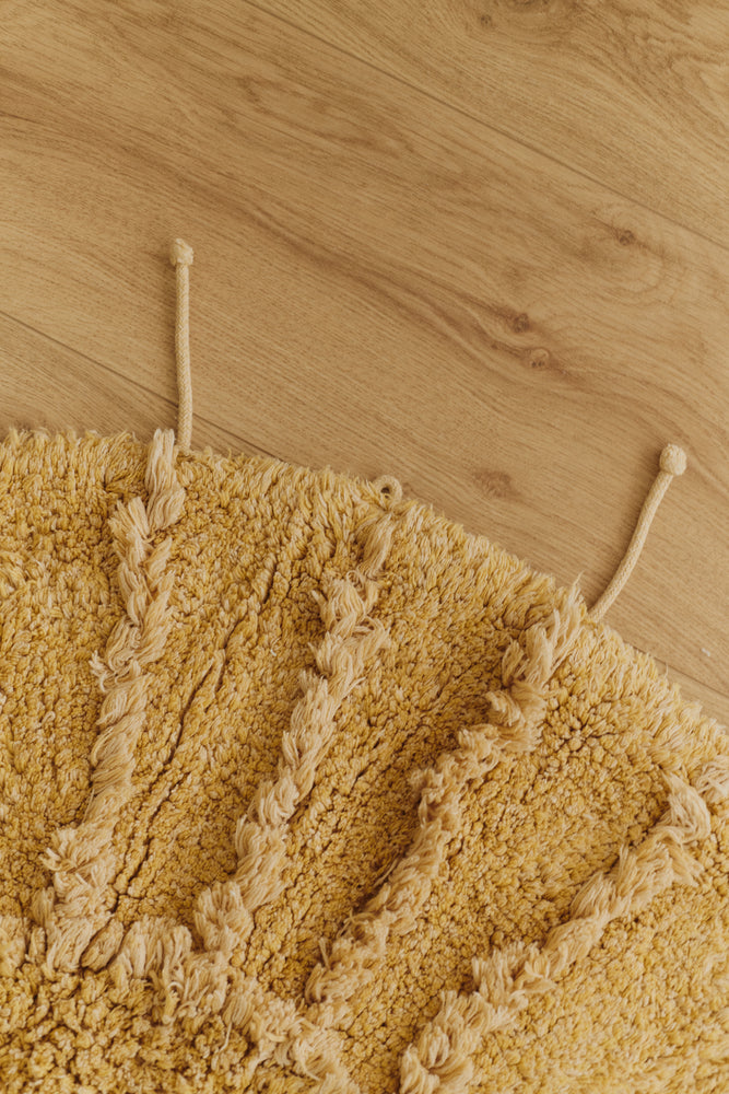 Lorena Canals vaskbart bomuldsgulvtæppe Solar Multishape Ø100 cm – honey