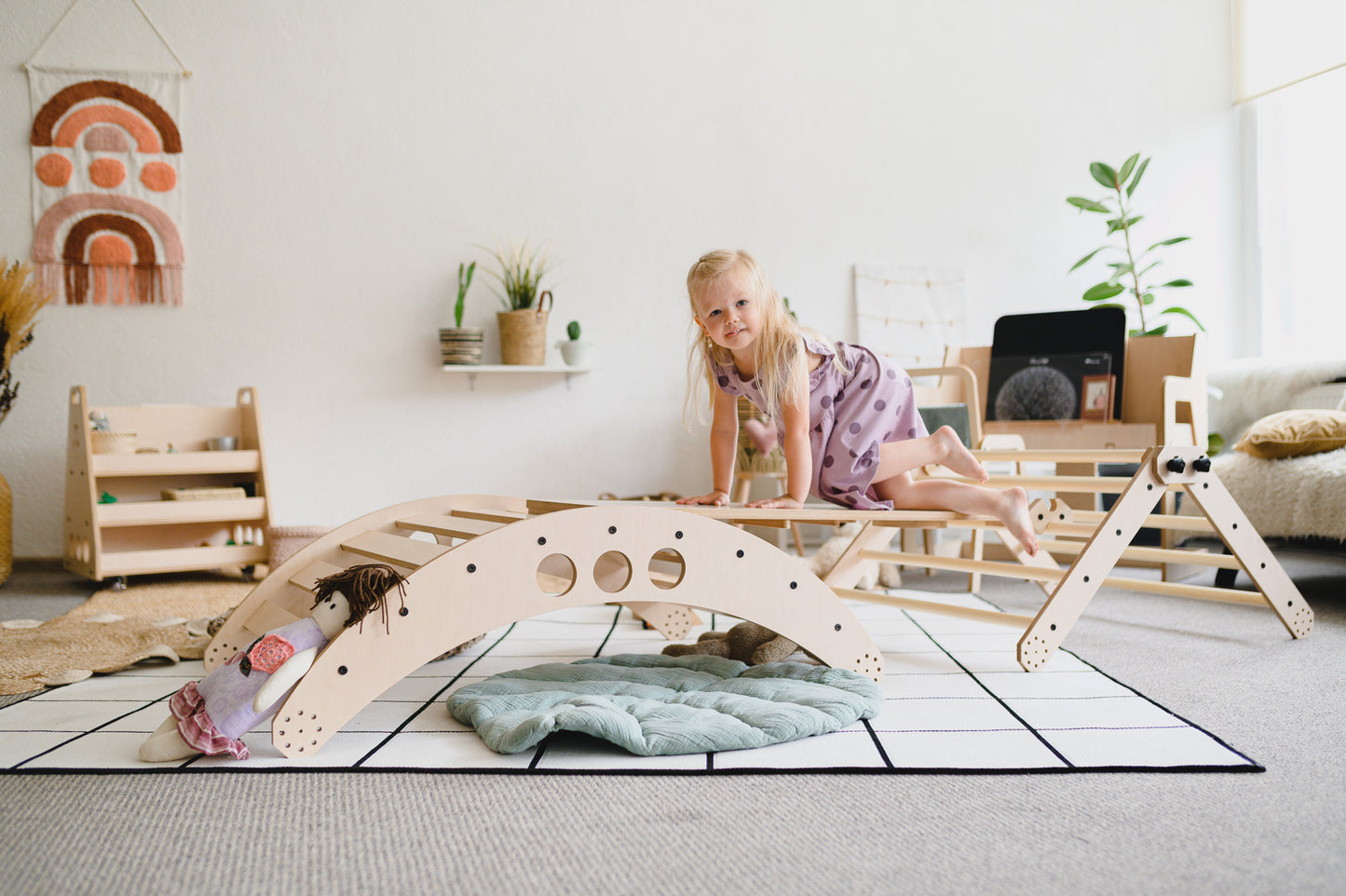 Luula Albero Montessori Klatresæt – Klatretrekant, Balancebue og Rampe uden Madras