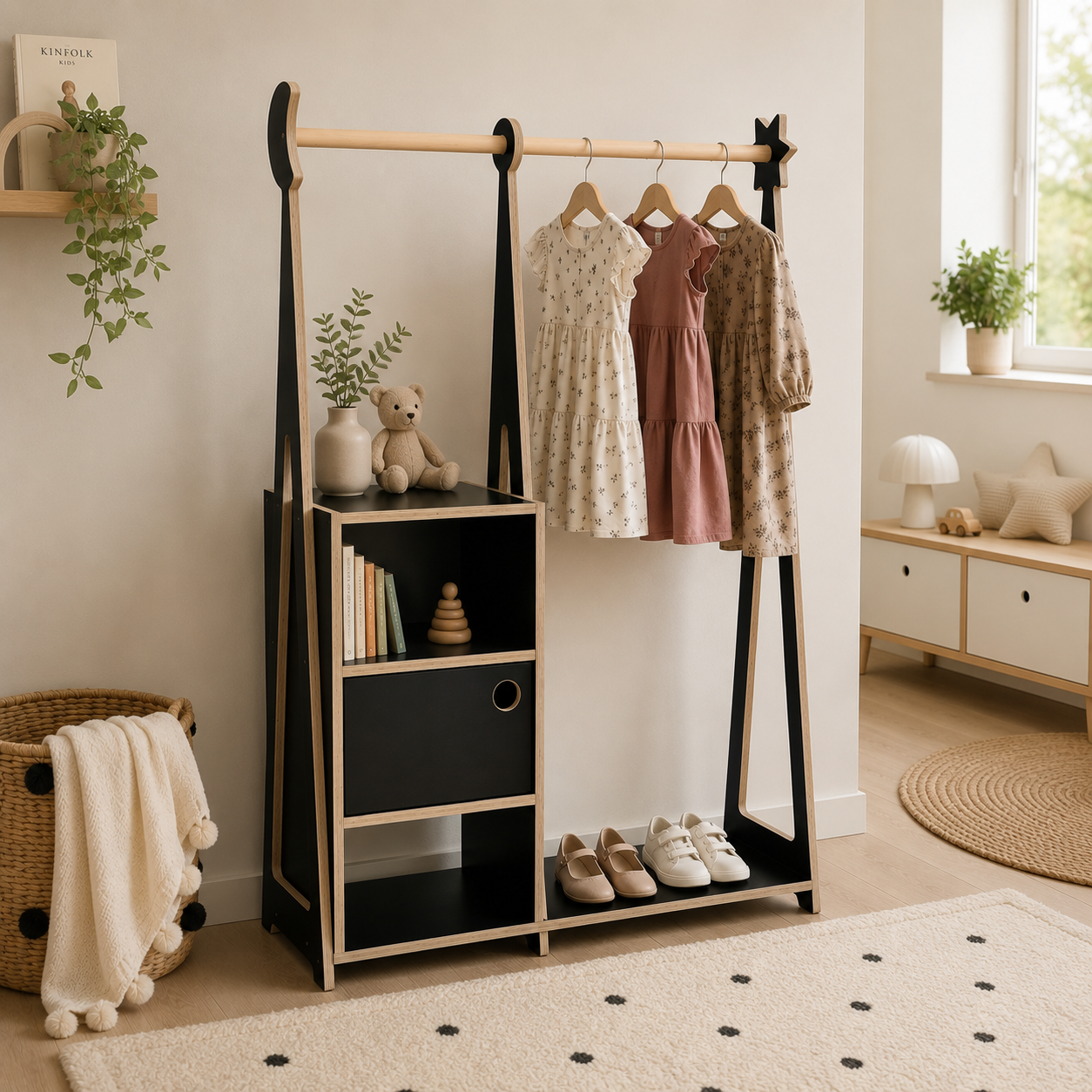 leg&go Montessori tøjstativ til børn – Sort