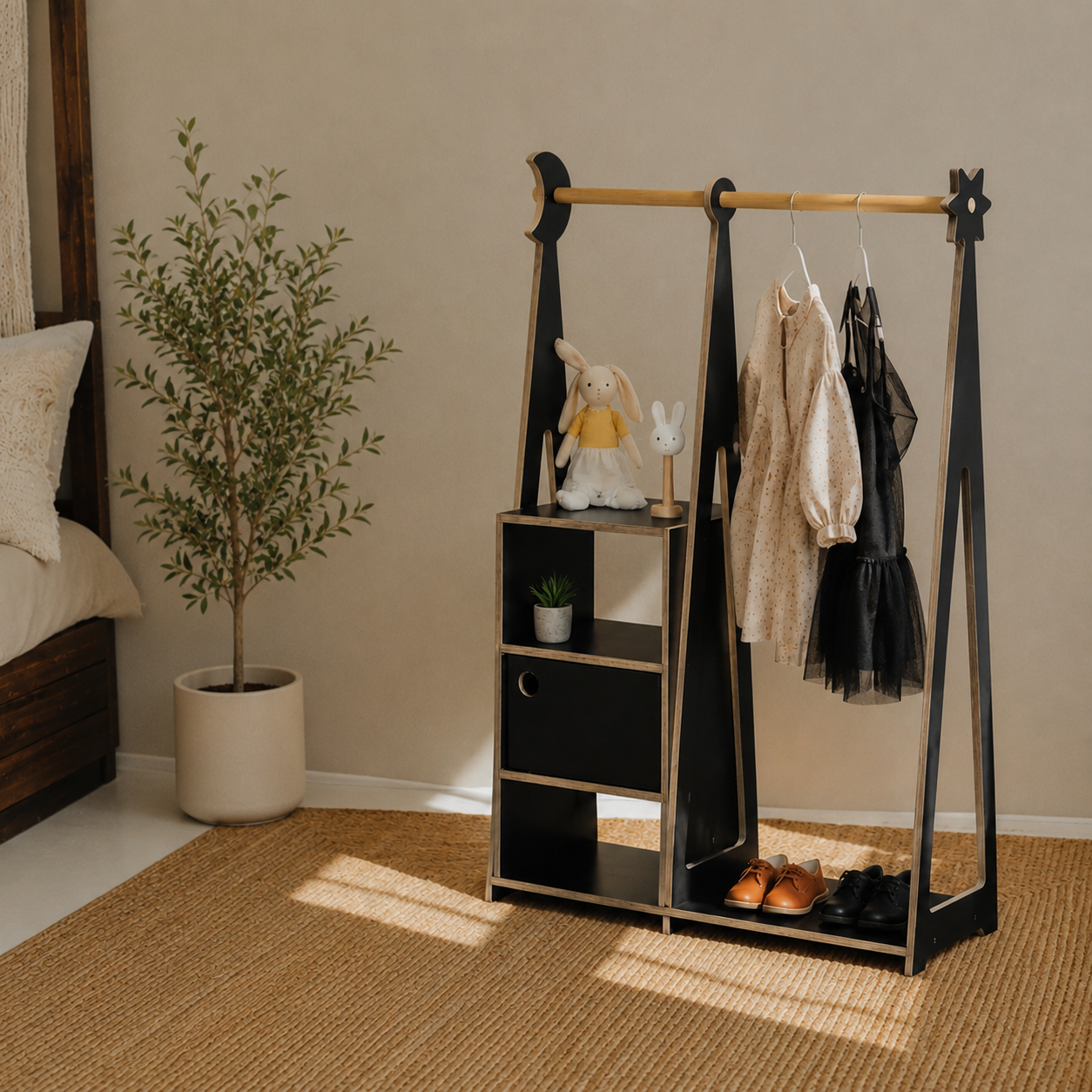 leg&go Montessori tøjstativ til børn – Sort