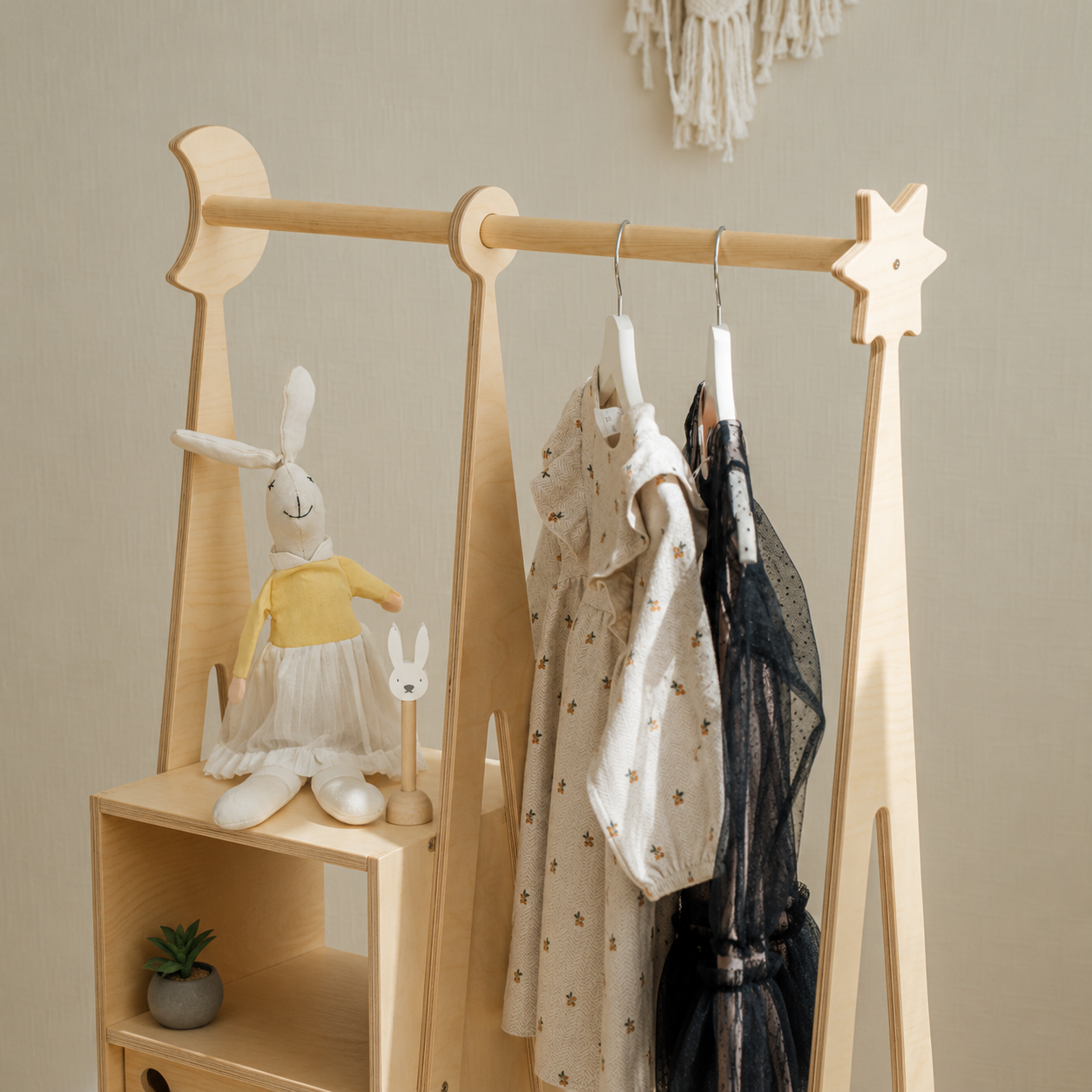 leg&go Montessori tøjstativ til børn – Natural