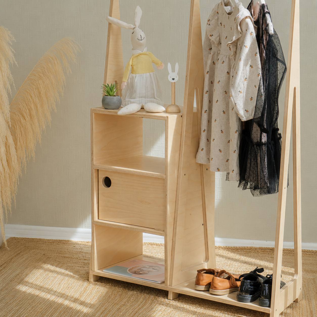 leg&go Montessori tøjstativ til børn – Natural