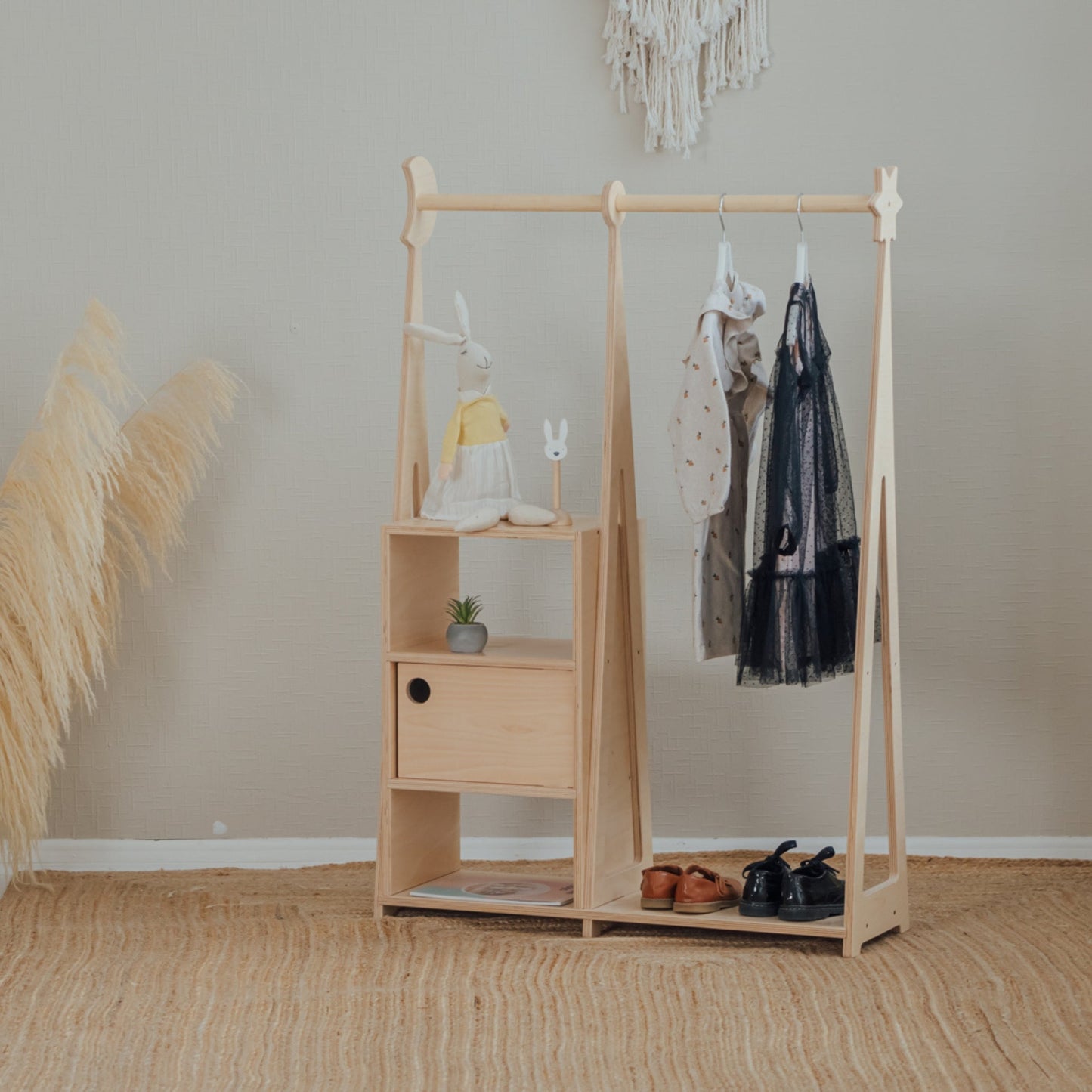 leg&go Montessori tøjstativ til børn – Natural
