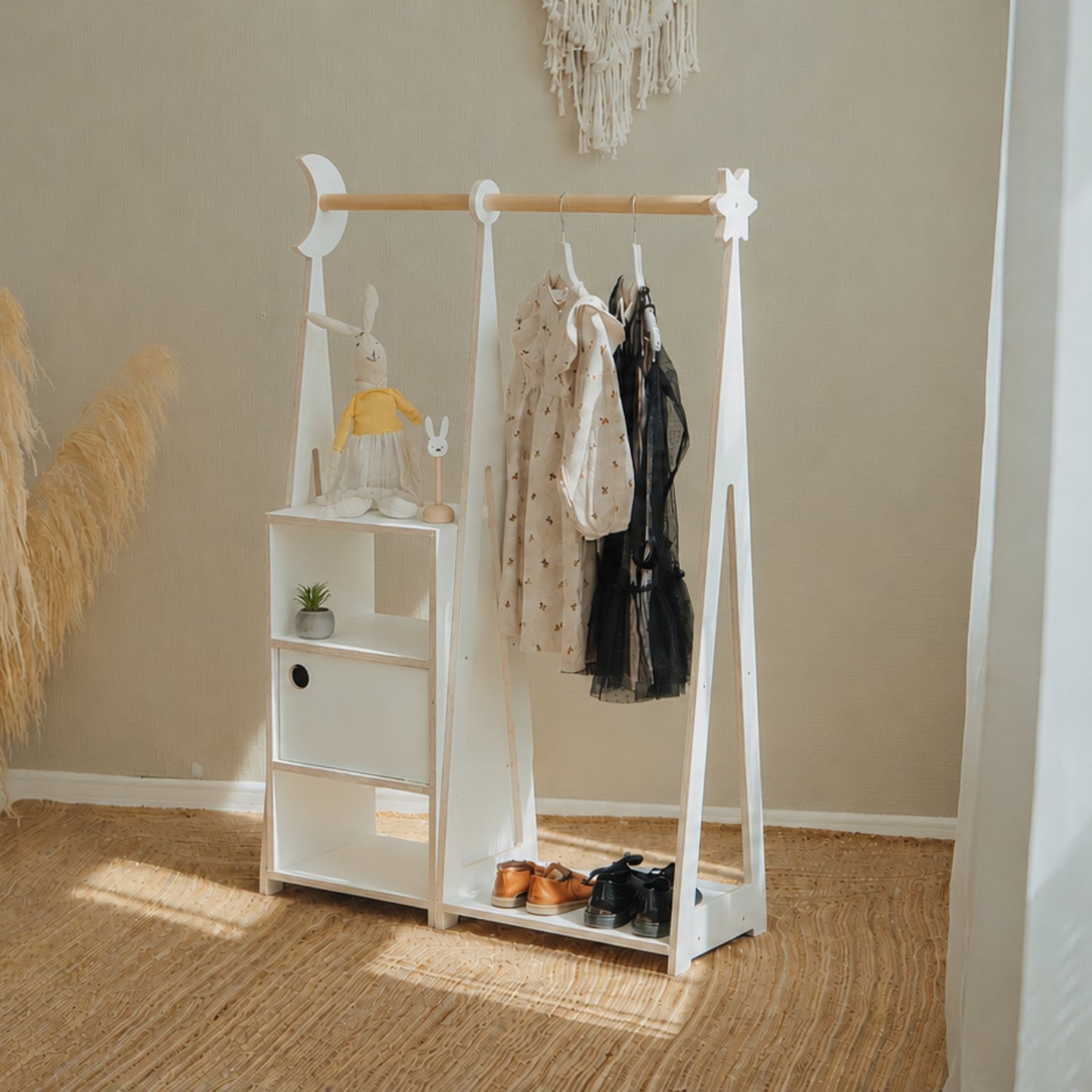 leg&go Montessori tøjstativ til børn – Hvid