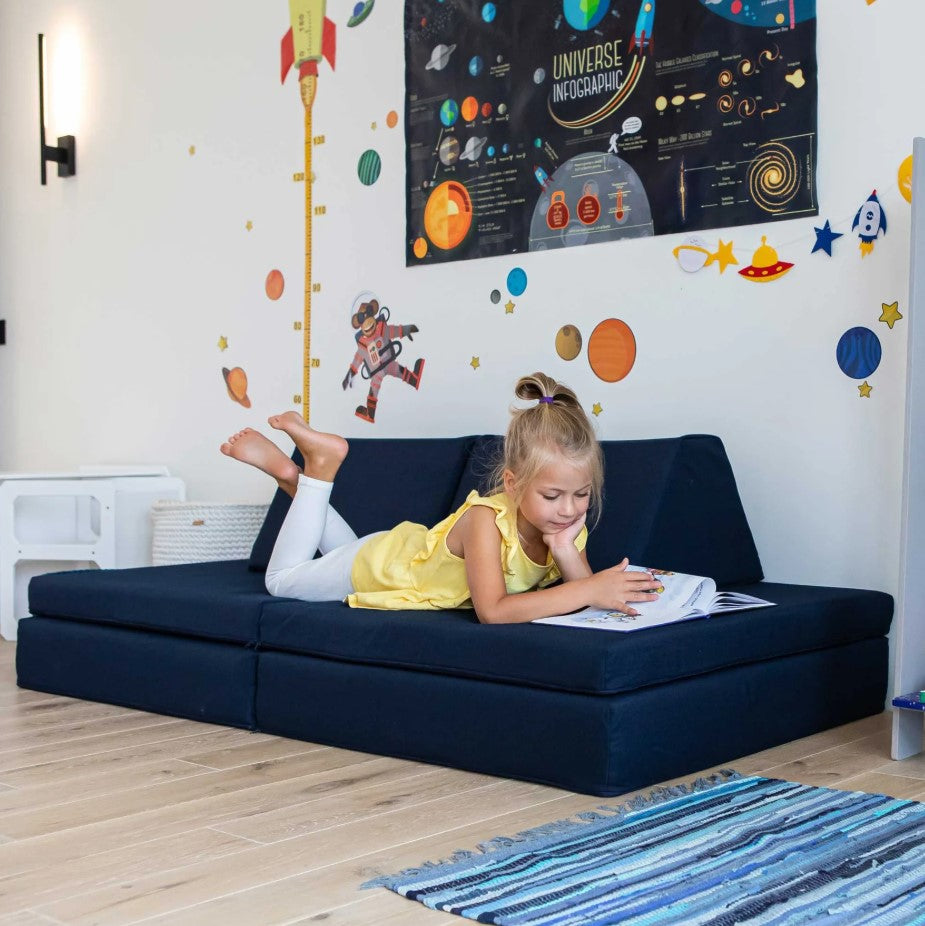 Monboxy Legesofa og tumlesæt med 4 dele – Marineblå - Tumlebørn