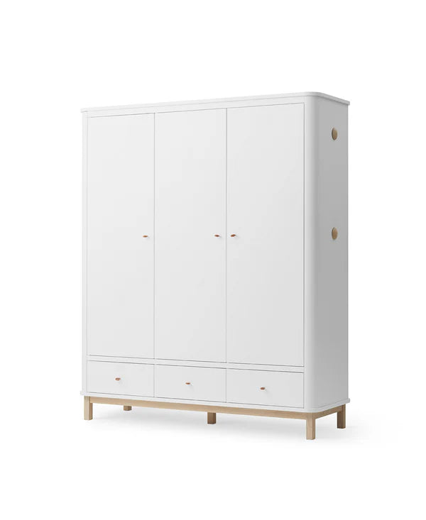 Oliver Furniture Wood garderobeskab med 3 døre – hvid/eg
