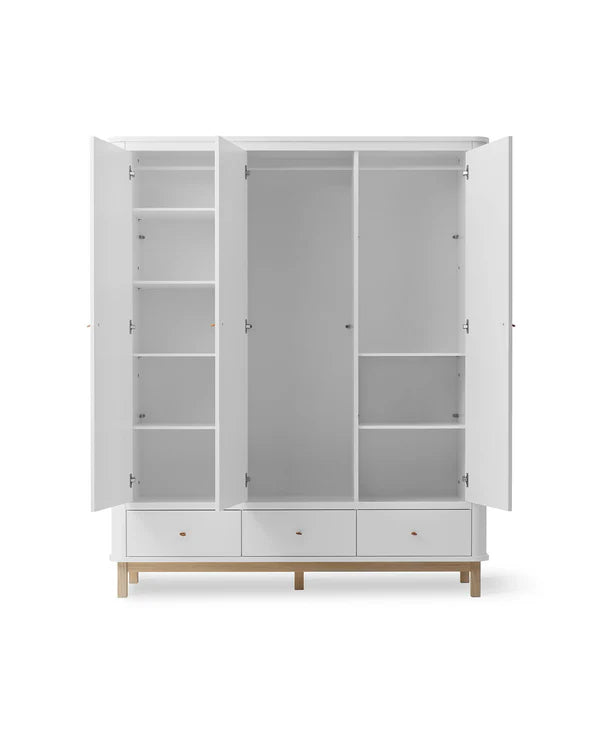 Oliver Furniture Wood garderobeskab med 3 døre – hvid/eg