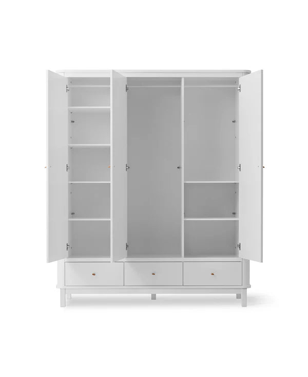 Oliver Furniture Wood garderobeskab med 3 døre – hvid