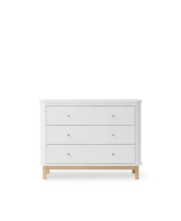 Oliver Furniture Wood kommode med 3 skuffer – hvid/eg