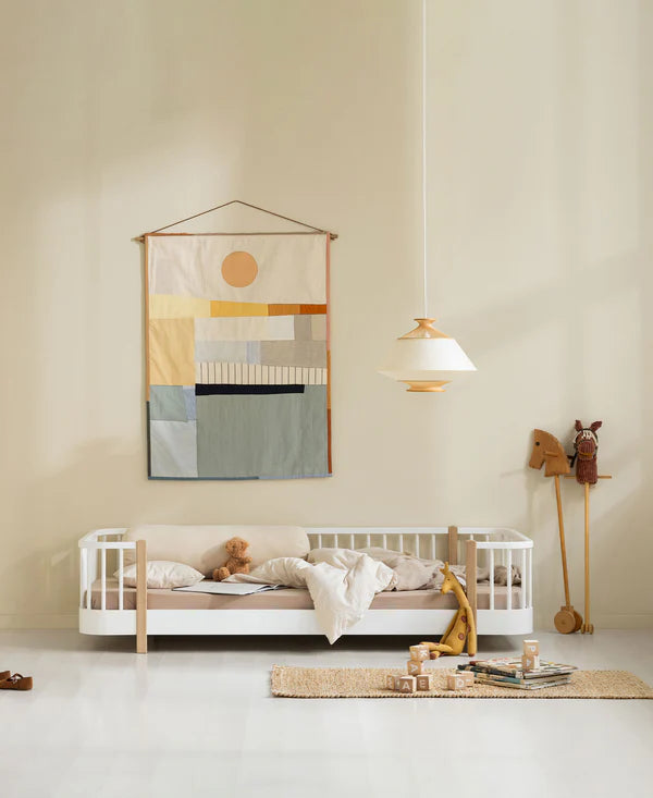 Oliver Furniture Wood Original gulvseng 90x200 cm – hvid/eg