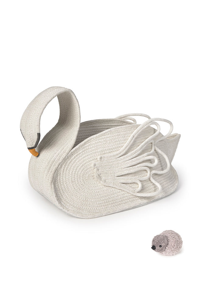 Lorena Canals opbevaringskurv svane – håndlavet kurv i bomuld (55 x 25 x 29 cm)