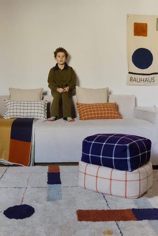 Lorena Canals puf Geo Block – Navy Blue