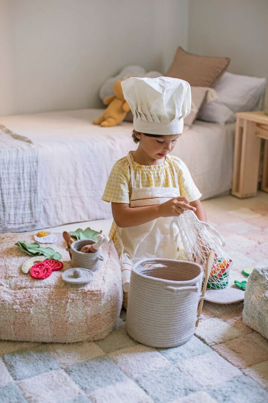 Lorena Canals puf Vichy Rose – ternet puf i rosa nuancer