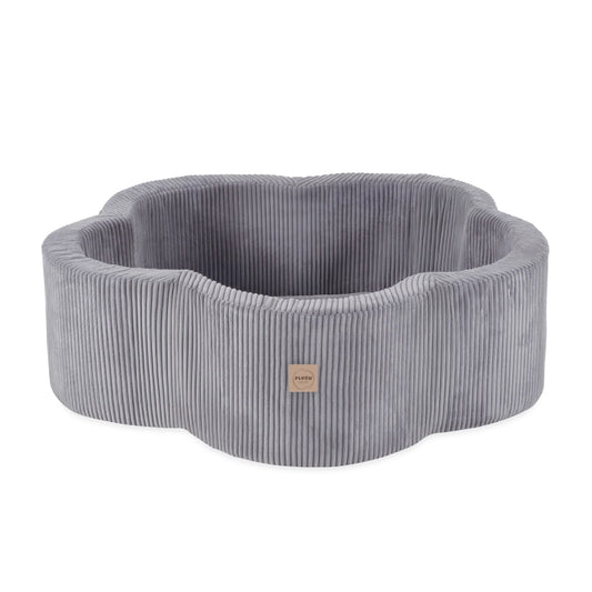 Plush Nest blomsterformet boldbassin uden bolde – 95×30 cm – grå fløjl