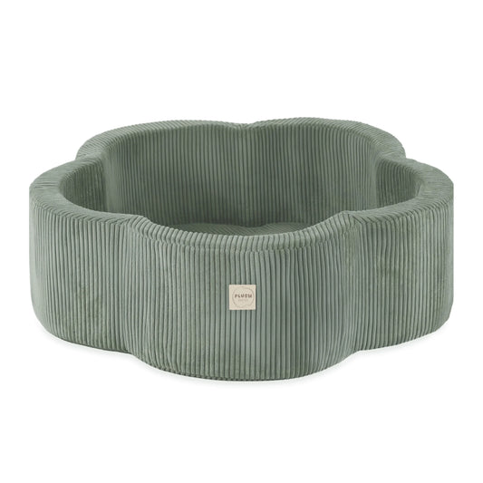 Plush Nest blomsterformet boldbassin uden bolde, 95x30 cm, grøn, premium fløjl