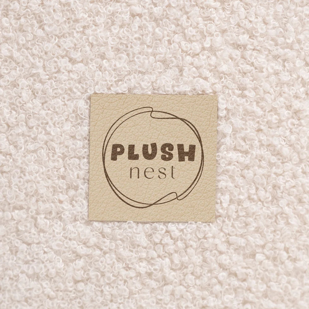 Plush Nest Boldbassin uden bolde, 90x30 cm, Rund, Cremefarvet Lammeskindslook