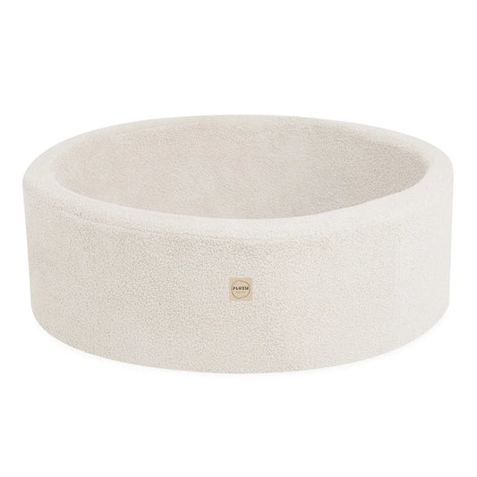 Plush Nest Boldbassin uden bolde, 90x30 cm, Rund, Cremefarvet Lammeskindslook